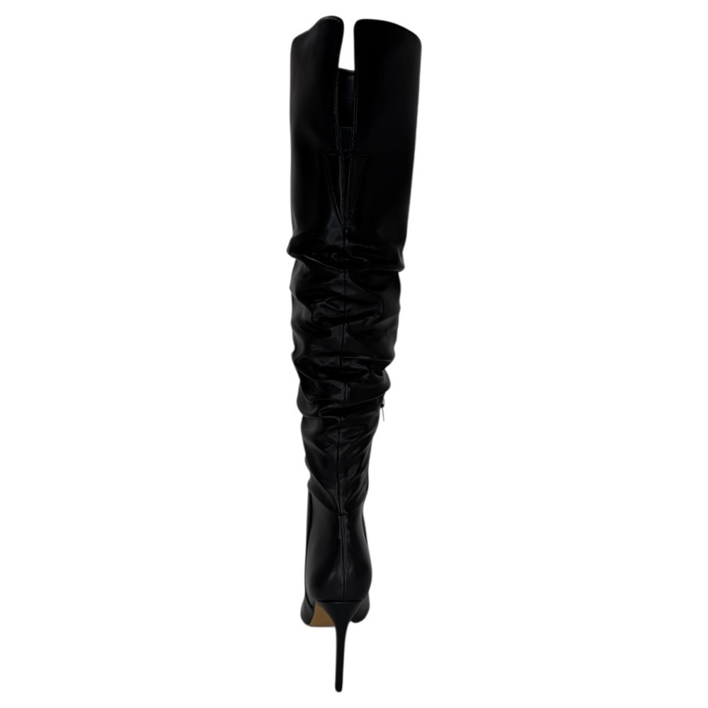 INC Iyonna Black Faux Leather Ruched Shaft OTK Heeled Womens Boots Size 8M - Picture 5 of 12